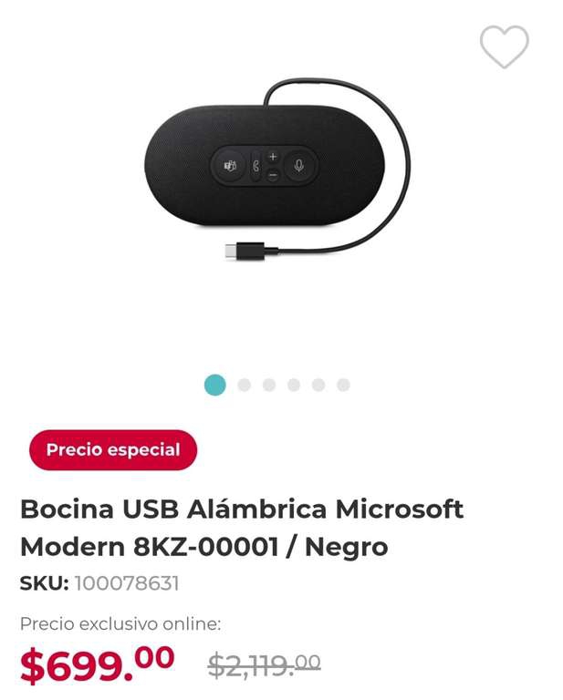 Office Depot: Bocina USB Alámbrica Microsoft Modern 8KZ- 
