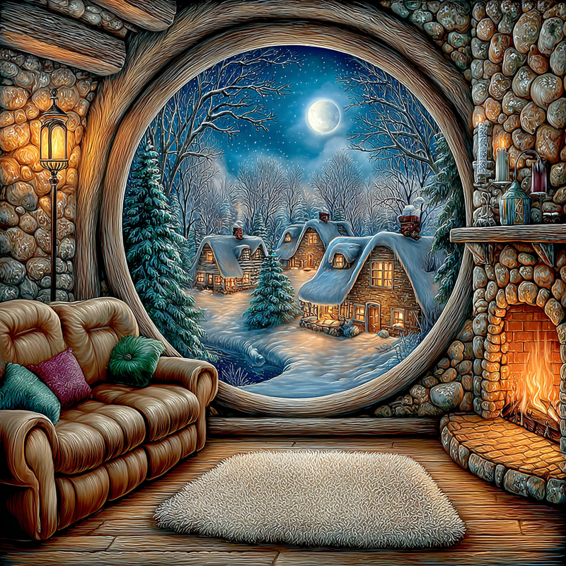 u7722183643 A winter scene shown through a large round glass 64fe643b c469 4ef1 9830 bd89e1a4fad5 3