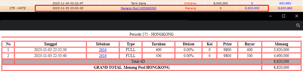 Bukti JP slot hari ini