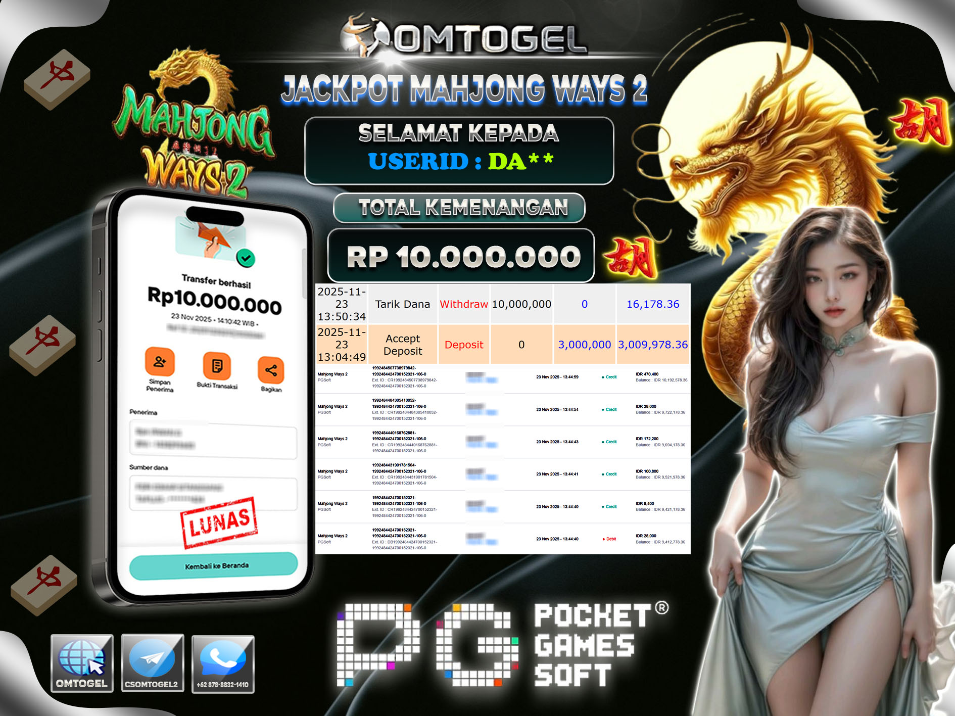 OMTOGEL JACKPOT PGSOFT MAHJONG WAYS 2 ,10 JUTA DI BAYAR LUNAS ,-