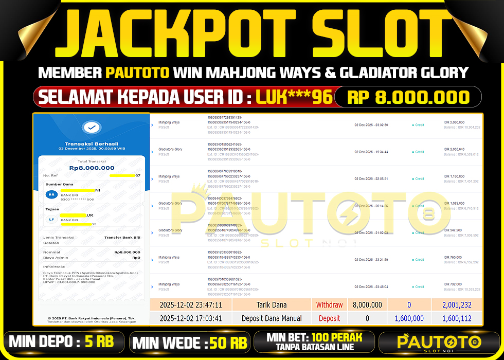 BUKTI JACKPOT LUNAS PAUTOTO