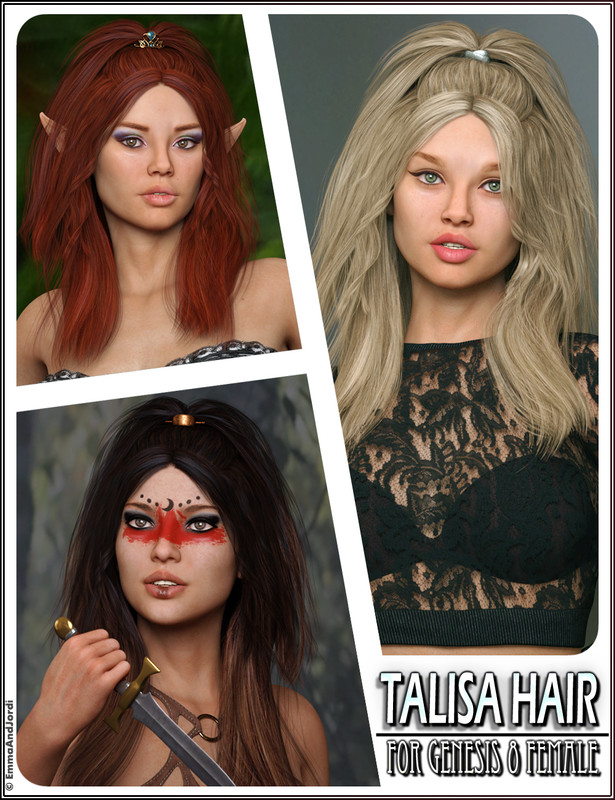 Talisa Hair for Genesis 8 Female(s)