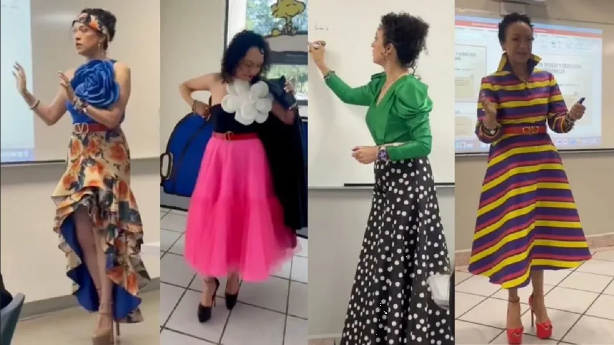 Maestra se vuelve viral en TikTok debido a sus increíbles vestidos