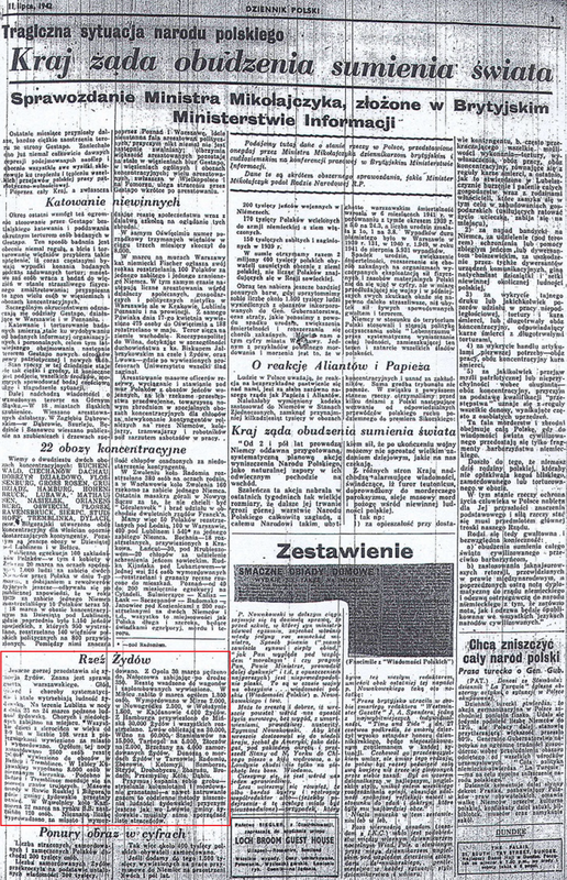 Holocaust - A premature news report on a death camp for Jews - Treblinka - Dziennik Polski - The Pol