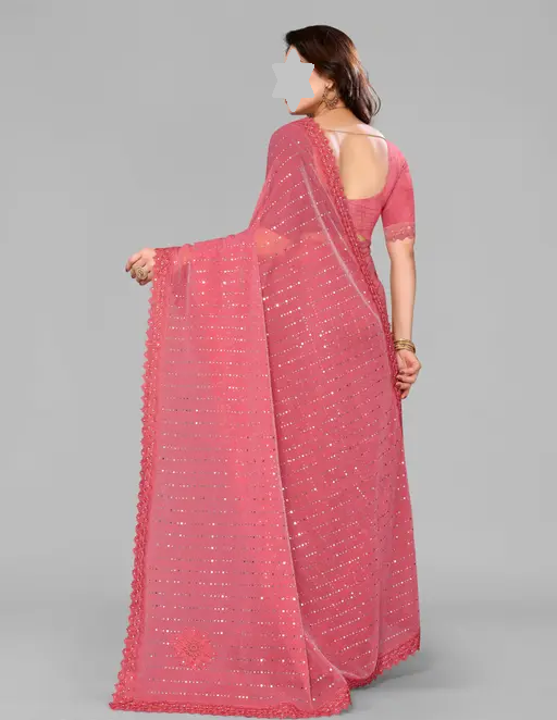 SHIMMER SAREE WITH MIRROR WORK AND CHEMICAL LACE AND DIMOND HAND WORK_COLOR2(R104)
