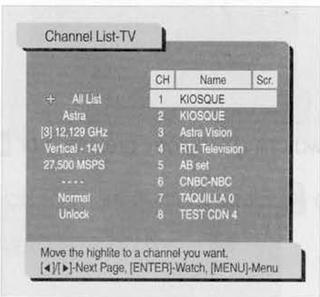 Hyundai 100IRCI Μενού Λίστας Καναλιών