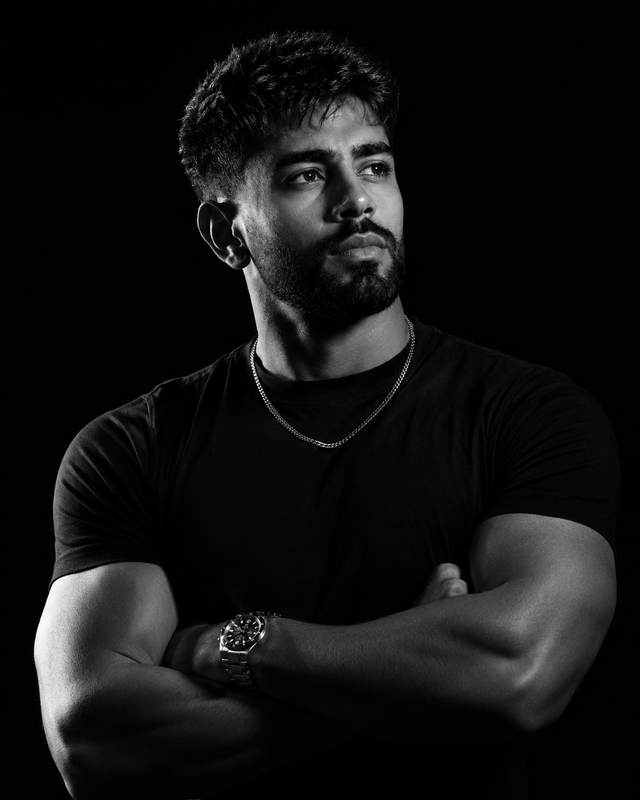 Example result for: Cinematic Black & White Men's Portrait - Luxury Fashion