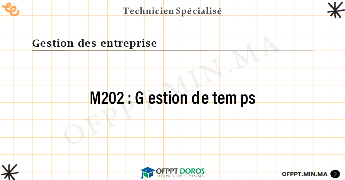 Sommaire détaillé du cours Gestion de temps M202 OFPPT - Structure du module