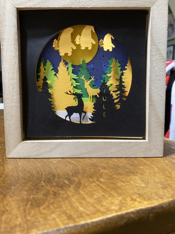 Yule Christmas handcrafted shadow box