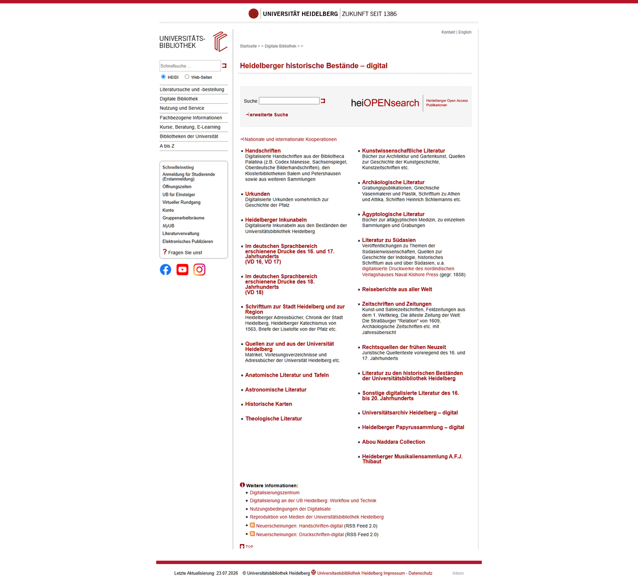 德国海德堡大学图书馆 数字馆藏