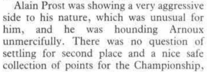 Alain Prost Aggression (Motor Sport 1983 Austrian Grand Prix Report)