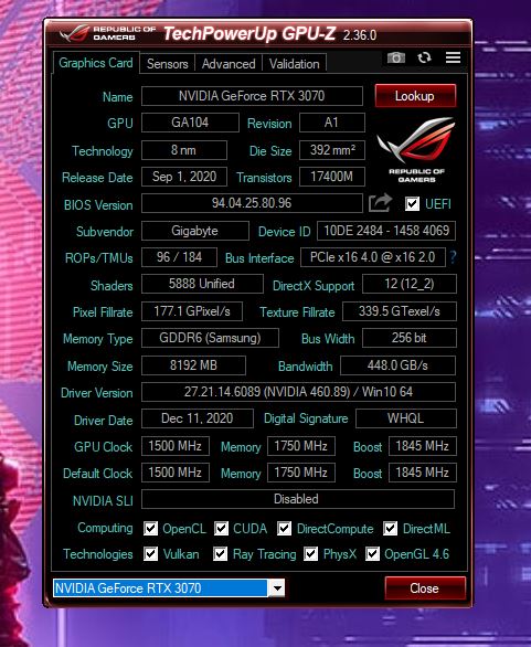 3070 gpuz
