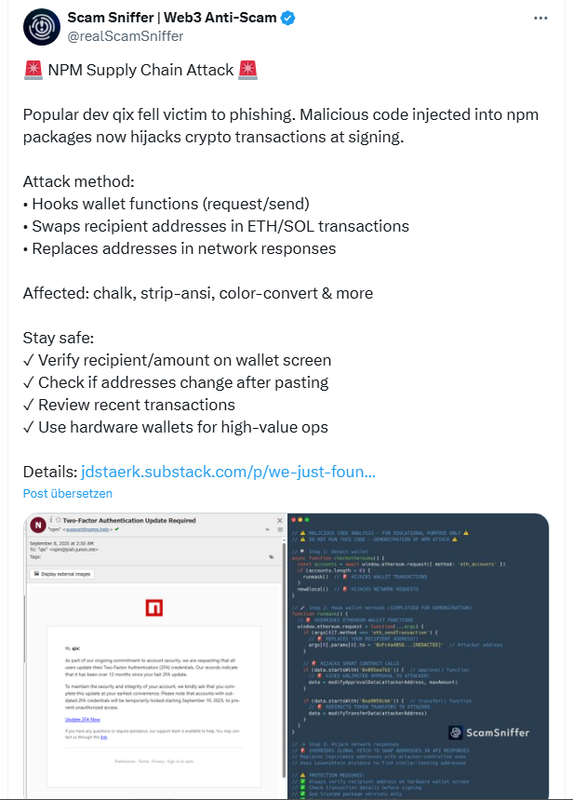 Phishing attack on npm maintainer