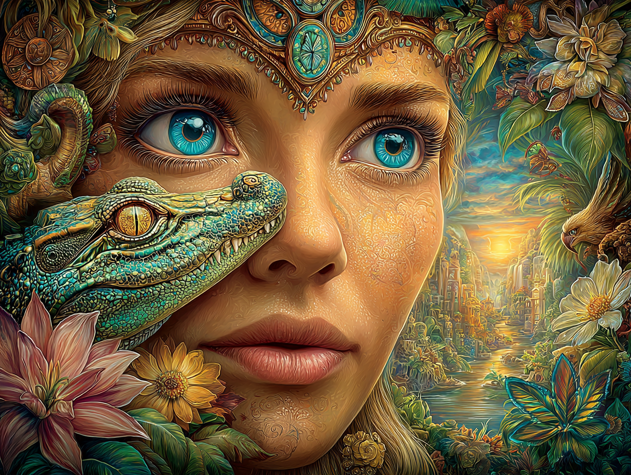 u7722183643 Pink Teal Crocodile and Woman hyper detailed hype c327211d c5f6 4d71 b88c fb9b7a10ee24 2