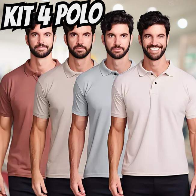 Kit 4 Camisas Masculinas Polo Piquet Elegance Alta Qualidade