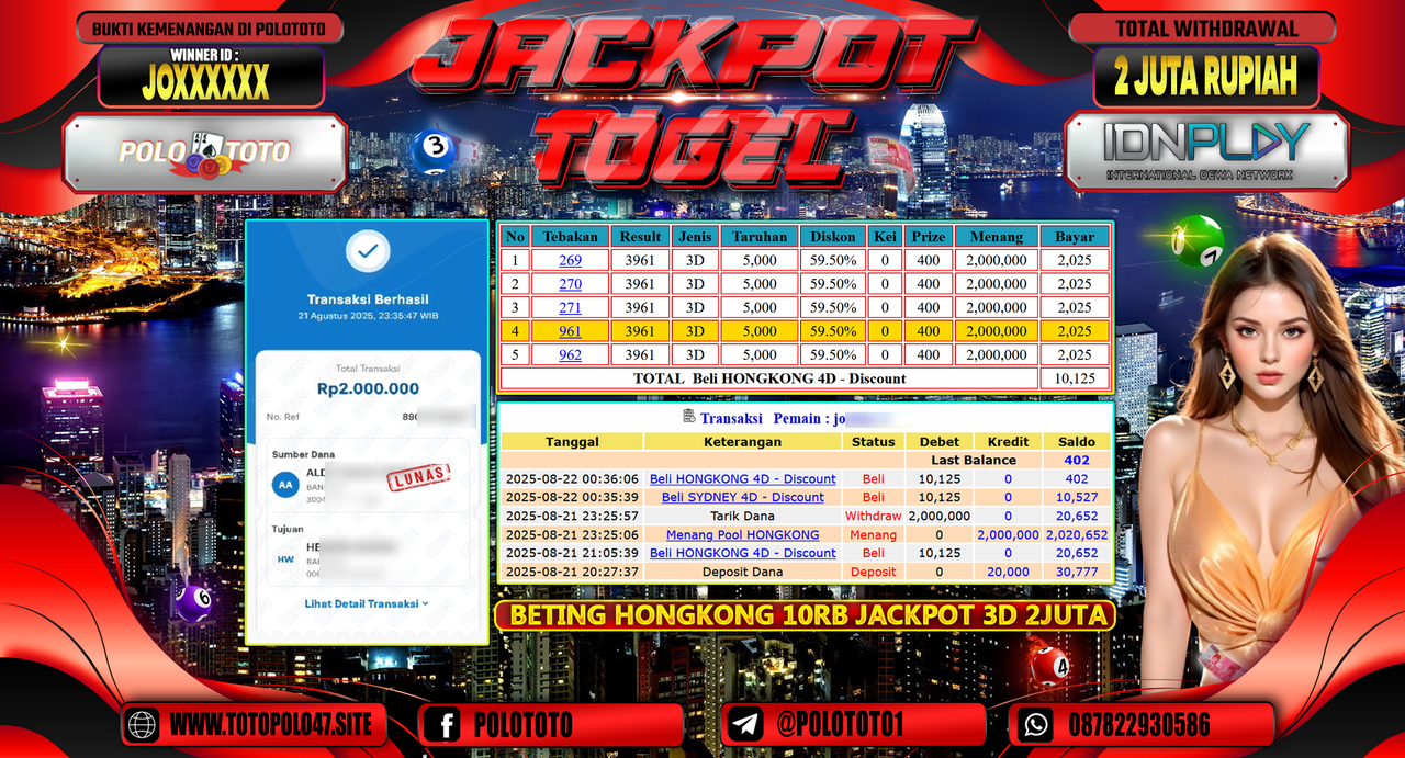 POLOTOTO JACKPOT TOGEL HONGKONG LOTTO Rp.2.000.000,-