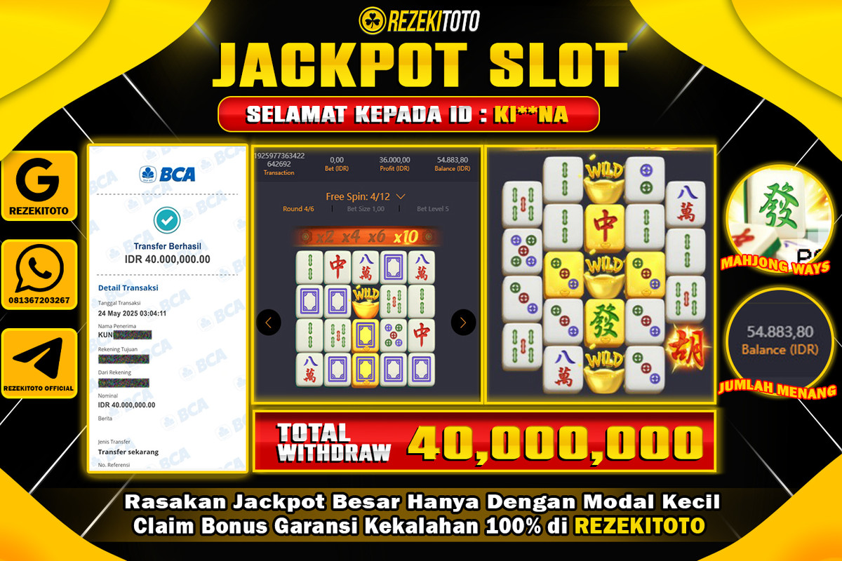 BUKTI KEMENANGAN 24 MAY 2025 MAHJONG WAYS WD 40 JUTA 
