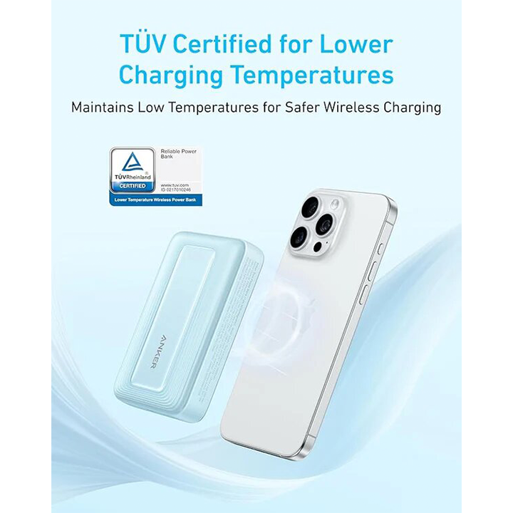 شاحن Anker Zolo Magnetic 10K محمول - شحن مغناطيسي لاسلكي - سعة 10000 مللي أمبير - 30W - أسود - 4