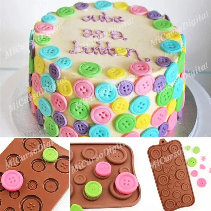Molde silicona botones para fondant pastel chocolate tartas y fimo