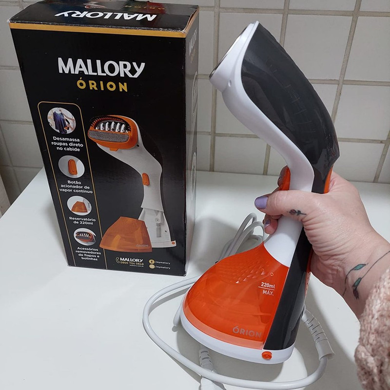 Vaporizador Órion Mallory – Passadeira Portátil, Higienizador de Roupas e Tecidos,Vapor Continuo Desamassa Direto no Cabide