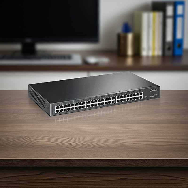 Embalagem do Switch TP-Link TL-SG1048, mostrando a marca e o modelo do produto.
