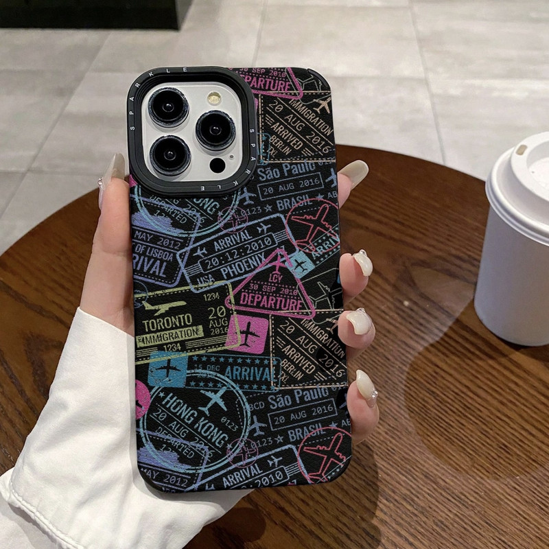 Foto de Funda con diseño de viaje negra.
