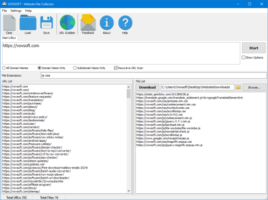 VovSoft Website File Collector 1.6