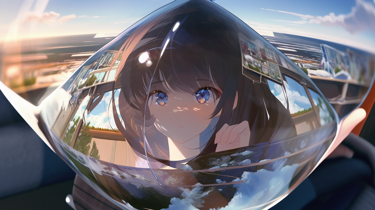 __Girl_reflected_in_a_prism_fisheye_lens_landscape_painting_4k__9b2d06c9-8edc-45a4-adaa-80854afb7330