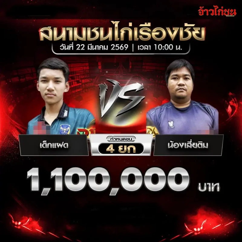เด็กแฝด vs น้องเสี่ยติม โปรแกรมไก่ชน สนามชนไก่เรืองชัย