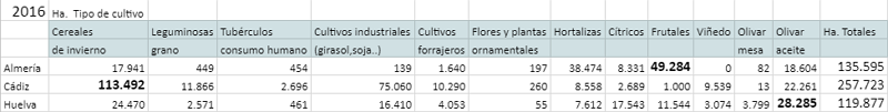 Evolución de la superficie de olivar en España Produccion_almeria_huelva_cadiz