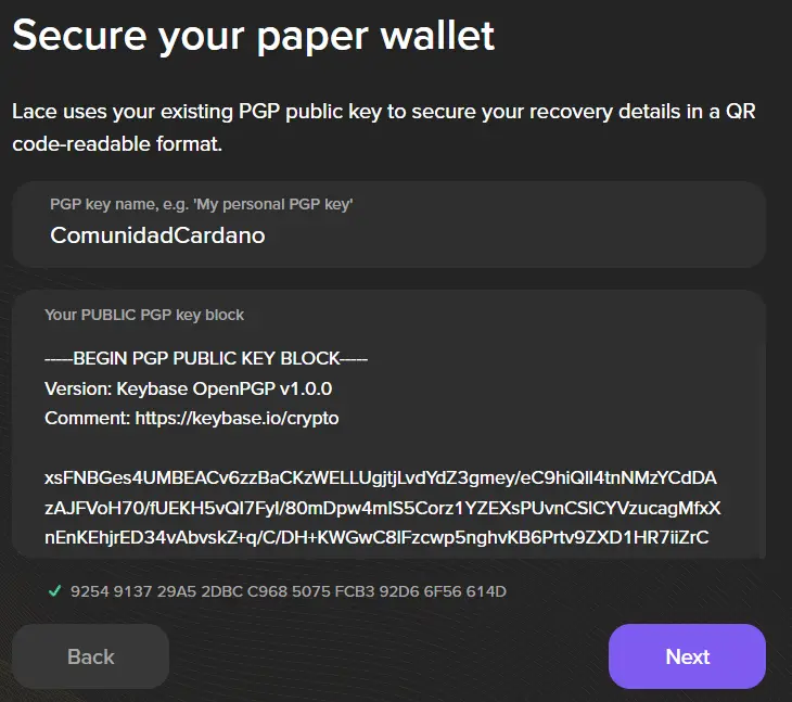 Cómo crear una Billetera de Papel (Paper Wallet) con Lace Cardano 4