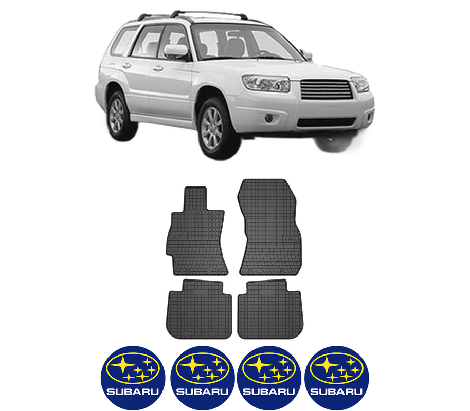 Set covorase presuri SUBARU FORESTER (SH_) din 2008-2013, auto, din cauciuc thermoplastic, 4 Stickere auto cu SUBARU