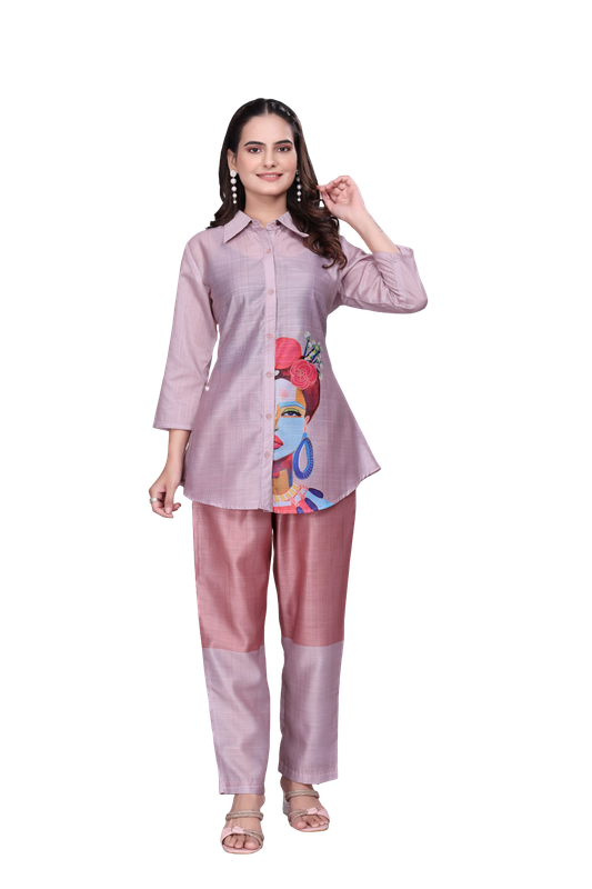 BLUMAIRE Women’s Stylish Long Shirt Top | Print Co-ord Set For Women's | Casual & Ofiice Wear, XXL