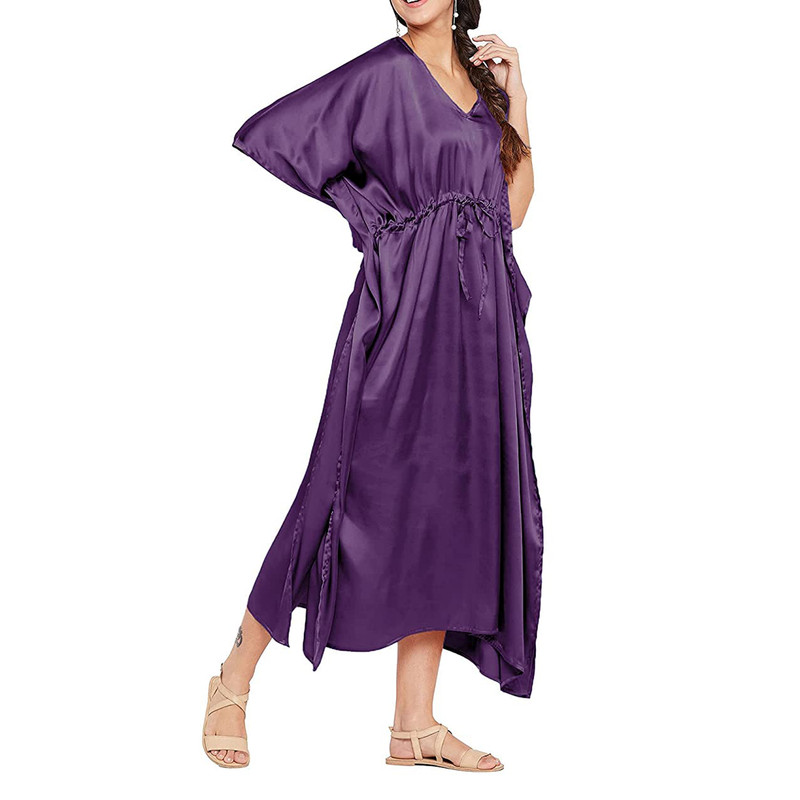 Women Satin Silk Nightdress Lingerie Sleepwear Nightgown Maxi Robe Loungewear - Picture 19 of 125