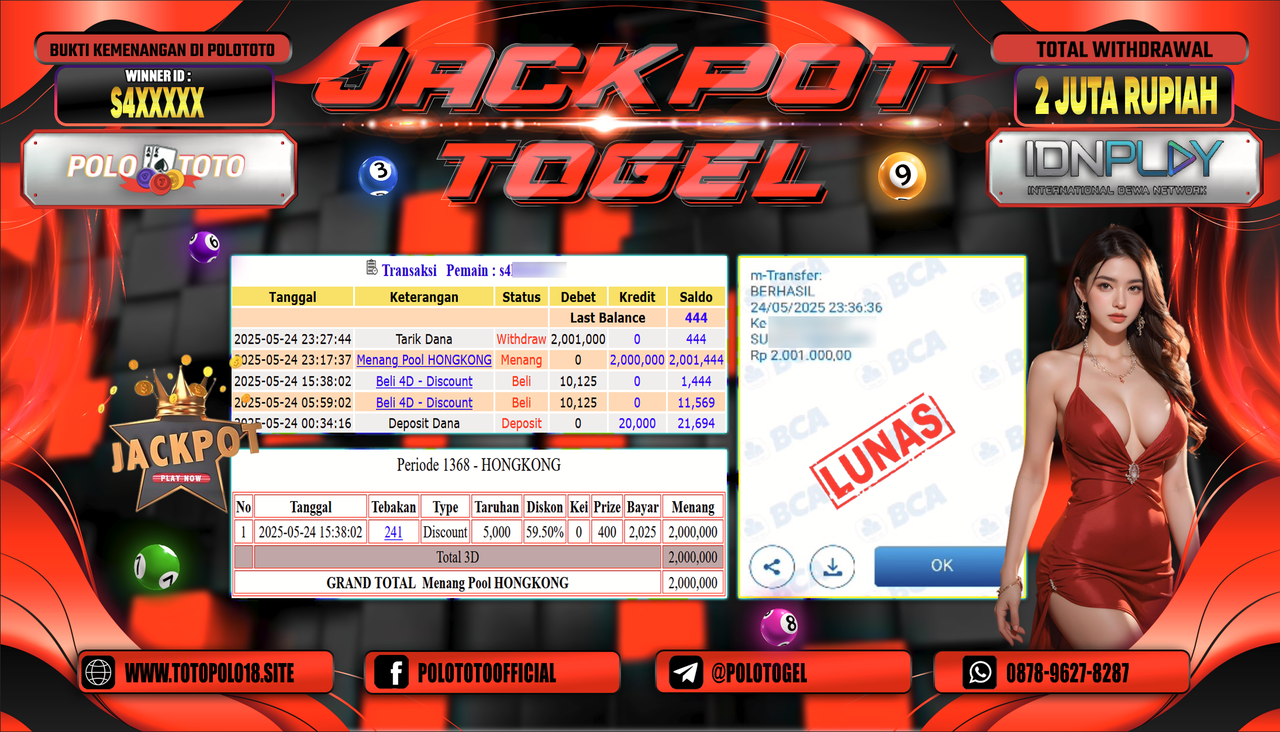 POLOTOTO JACKPOT TOGEL HONGKONG LOTTO Rp.2.000.000,-