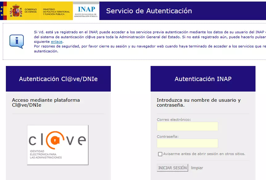 inicio sesion inap