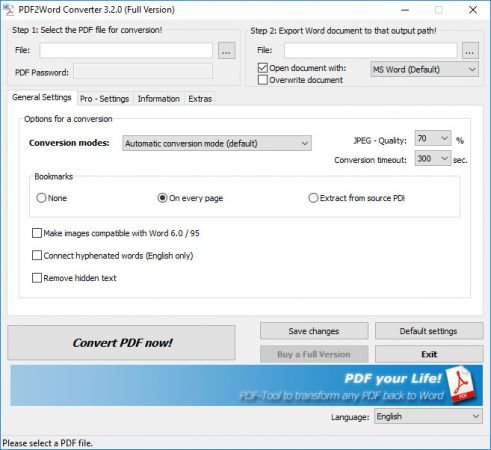 7-PDF PDF2Word Converter 3.7.0.174