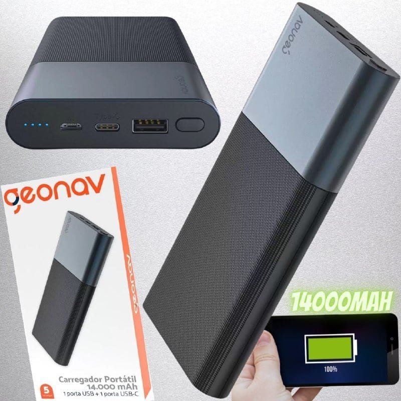 Carregador Portátil/Power Bank Geonav 14000mAh – PB14KAL