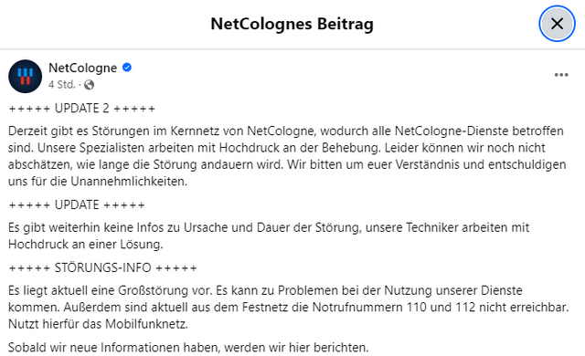 Störung Netcologne