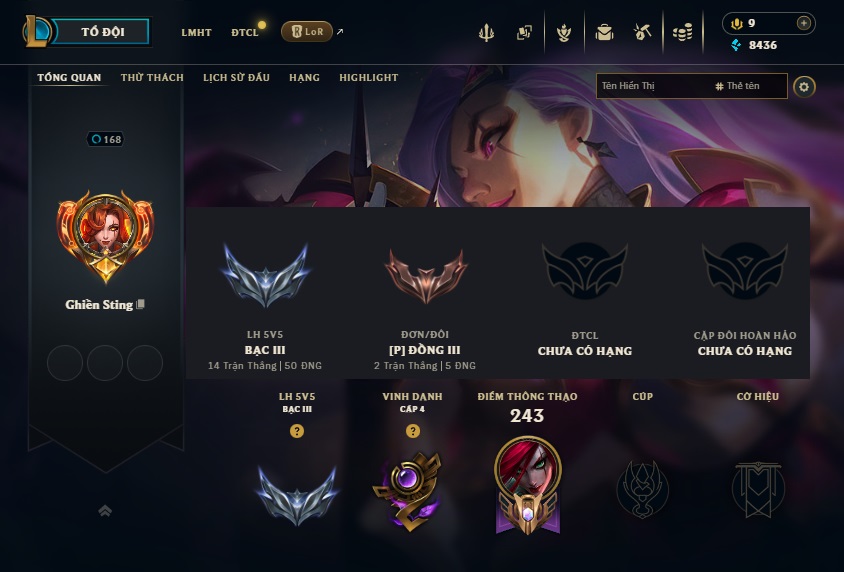 Acc LMHT # - Không Khung