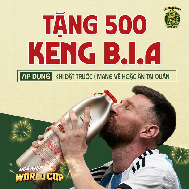 Tặng 500 keng bia Lẩu Ếch Yên Hòa