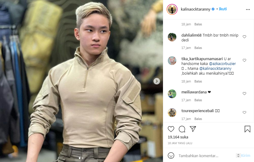 Kalina Ocktaranny mengunggah potret Azka Corbuzier