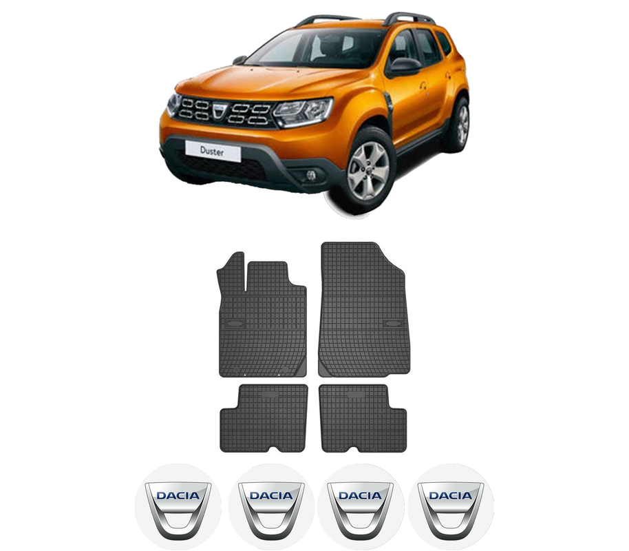 Set covorase presuri DACIA DUSTER SUV Van din 2011-2018, auto, din cauciuc thermoplastic, 4 Stickere auto cu DACIA