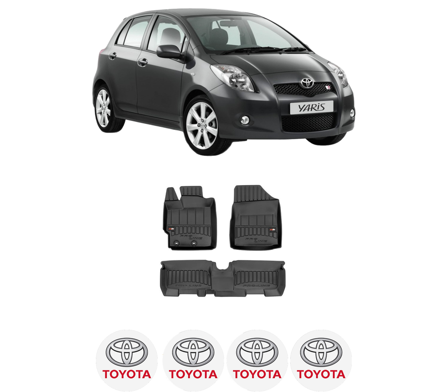 Set covorase presuri TOYOTA YARIS (_P9_) din 2005-2014, auto, din cauciuc thermoplastic, 4 Stickere auto cu TOYOTA