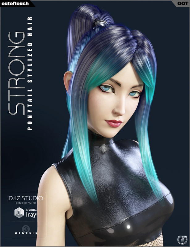 Strong Ponytail Stylized Hair for Genesis 3 Female(s)