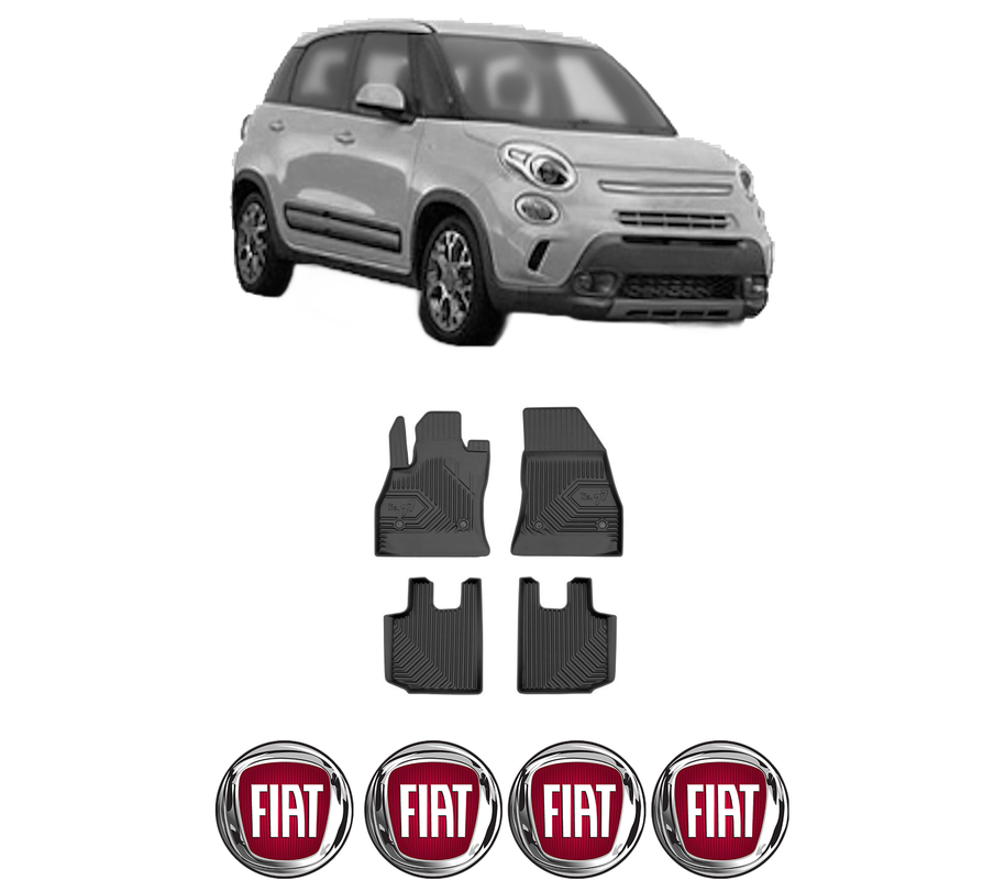 Set covorase presuri FIAT 500L (351_, 352_) din 2012-2018, auto, din cauciuc thermoplastic, 4 Stickere auto cu FIAT