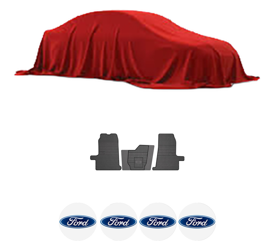 Set covorase presuri FORD TRANSIT TOURNEO Bus (FC_ _) din 2000-2006, auto, din cauciuc thermoplastic, 4 Stickere auto cu FORD