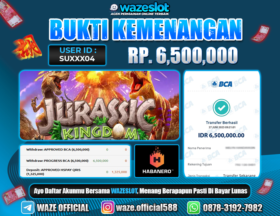 BUKTI KEMENANGAN 27 JUNI 2025 DI GAME JURASSIC KINGDOM