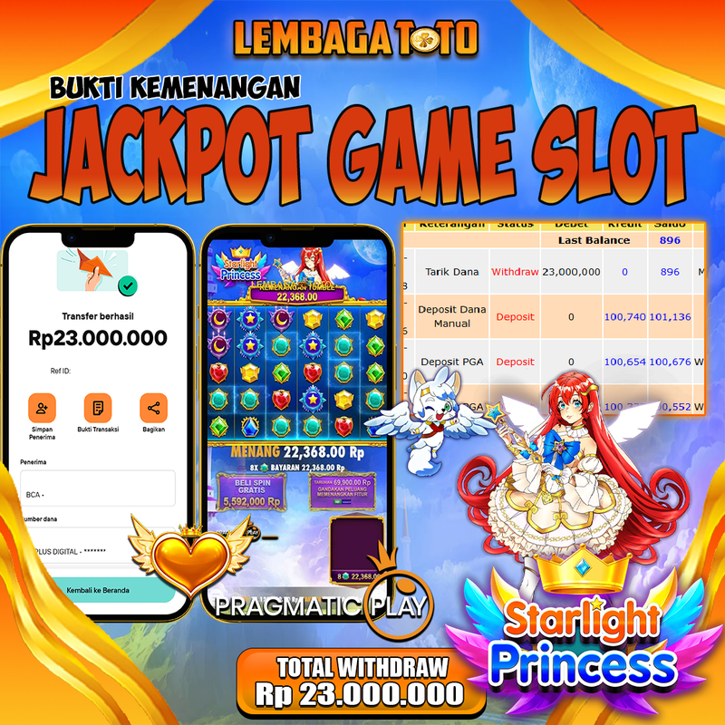 BUKTI JACKPOT 17 NOVEMBER LEMBAGATOTO STARLIGHT PRINCESS Rp.23.000.000,- LUNAS