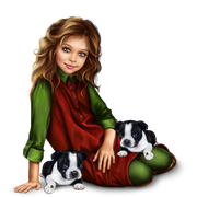 christmas_elf_girl_with_boston_terrier_puppy 2
